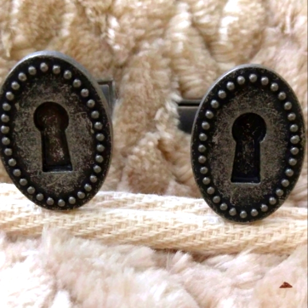 Vintage Cufflinks Signed English Laundry Men's Skeleton Key Hole Estate Jewelry